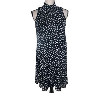 NEW Calvin Klein Black with White Polka Dots Trapeze Dress NWT